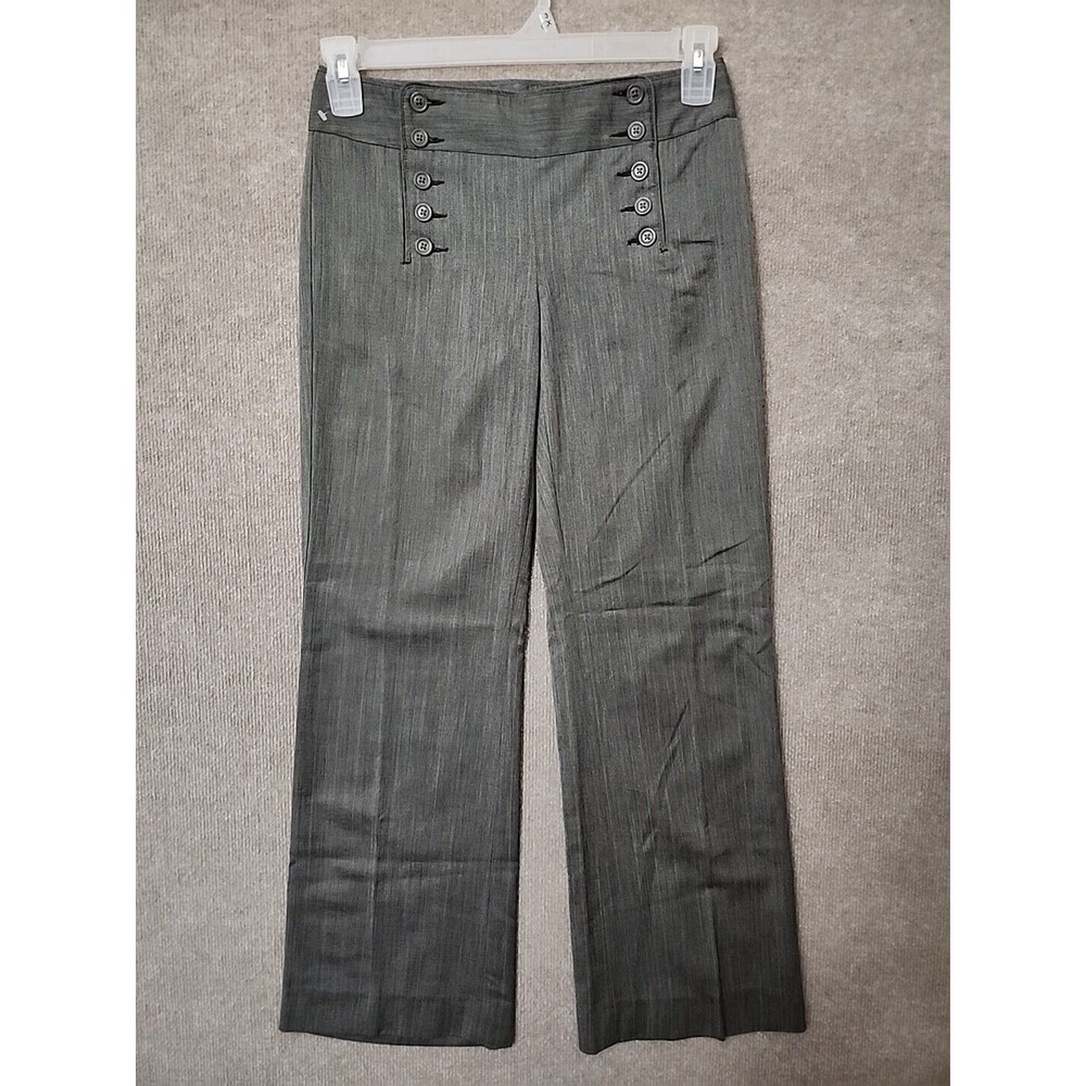 Express Design Studio Editor Dress Pants Womens 0 Gray Yellow Stripe Sailor